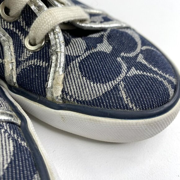 Coach Shoes Womens Size 7 Dee Optic Signature C Monogram Canvas Sneakers Lace Up - Picture 12 of 12